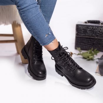 Ghete dama piele ecologica imblanita lily negru