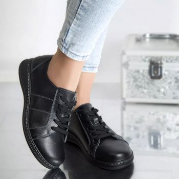 Pantofi casual bety negru piele naturala