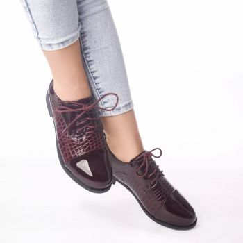 Pantofi casual lora rosu piele ecologica lacuita