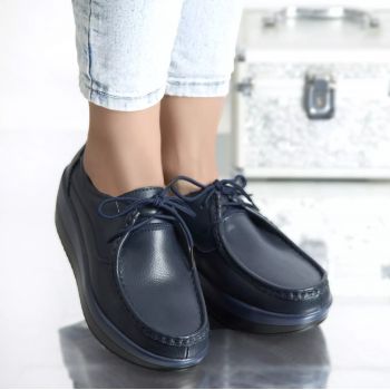 Pantofi cu platforma lyllay navy piele naturala ieftini