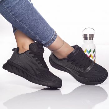 Pantofi sport aimee textil negru-gri-inchis la reducere