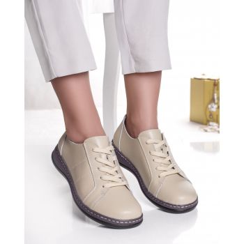 Pantofi dama casual bej din piele naturala bety