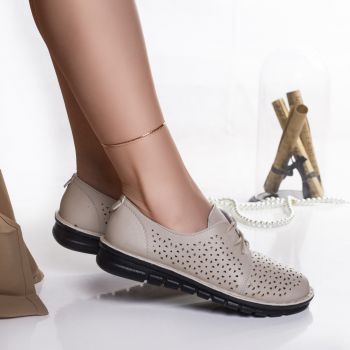 Pantofi dama casual bej piele ecologica loino