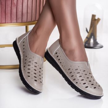 Pantofi dama casual bej piele ecologica moilo