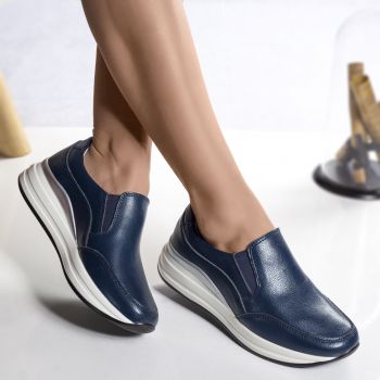 Pantofi dama casual bleumarin piele naturala hamida la reducere