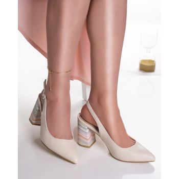 Pantofi dama crem piele ecologica roslin