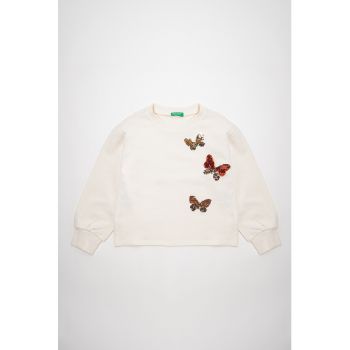 Bluza sport din bumbac cu inimi din paiete