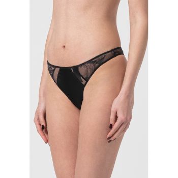 Chiloti tanga cu insertii de plasa