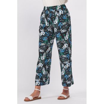 Pantaloni crop cu imprimeu floral