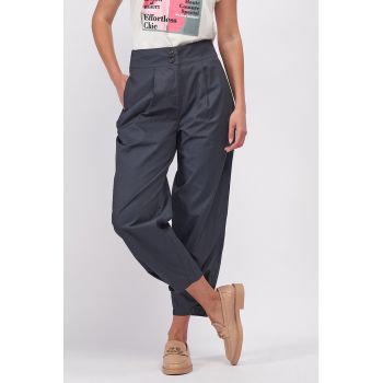 Pantaloni crop cu talie inalta