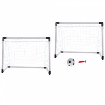 Set Poarta de fotbal pentru copii, Ikonka, 2 in 1 cu Minge si Pompa incluse, dimensiune 185 x 120 x 70 cm