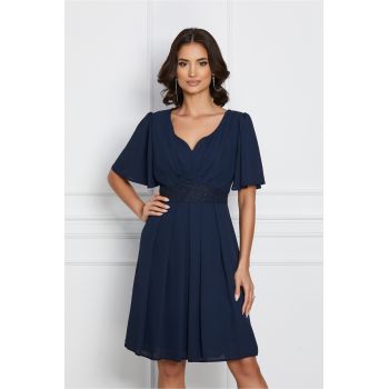 Rochie Camelia bleumarin cu glitter in talie la reducere