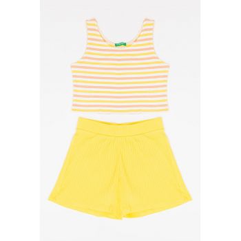 Set de top cu dungi si pantaloni scurti