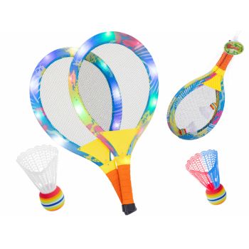 Set rachete iluminate de tenis cu minge si fluturas