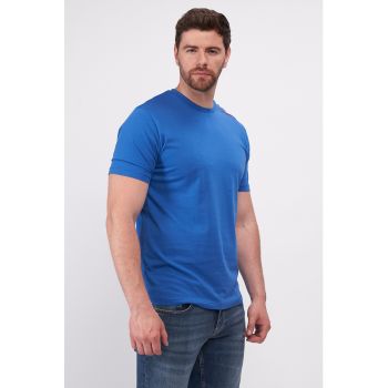 Tricou de bumbac cu decolteu la baza gatului