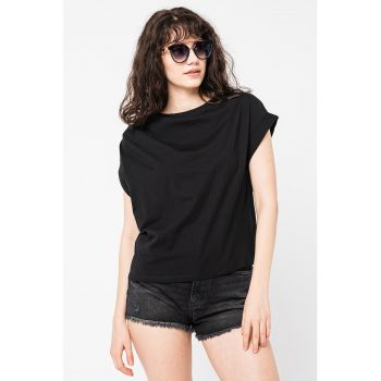 Tricou din bumbac cu detalii cu fronseuri