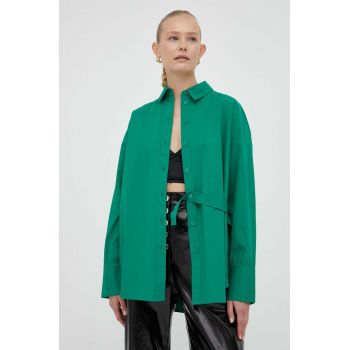 2NDDAY camasa din bumbac femei, culoarea verde, cu guler clasic, regular de firma originala