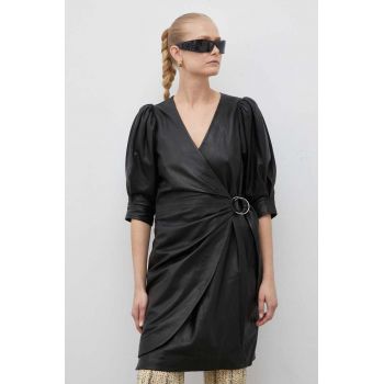 2NDDAY rochie de piele culoarea negru, mini, drept