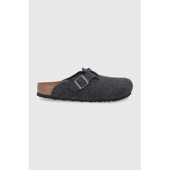 Birkenstock papuci de lana Boston culoarea albastru marin, 160371