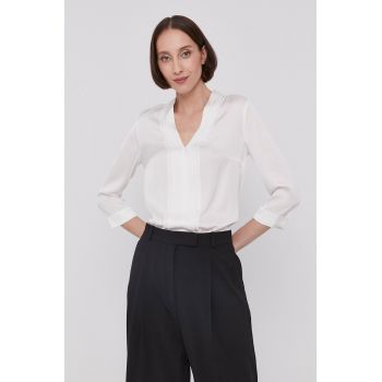 Boss Bluză femei, culoarea alb, material neted