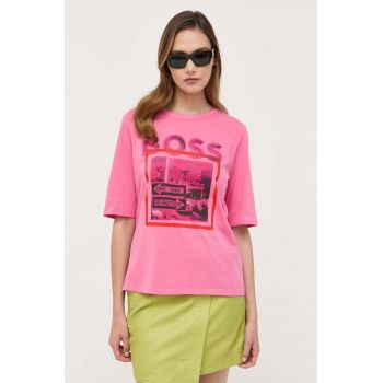 BOSS tricou din bumbac culoarea roz