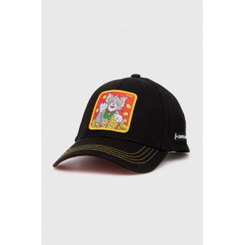 Capslab șapcă de baseball din bumbac TOM & JERRY culoarea negru, cu imprimeu