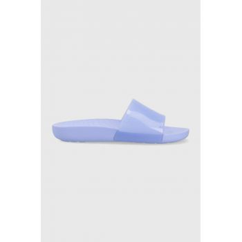 Crocs papuci Splash Glossy Slide femei, culoarea violet, 208538