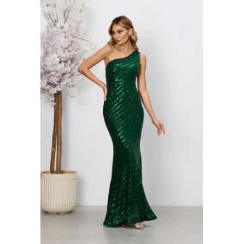 Rochie Luxury Verde ieftina la reducere