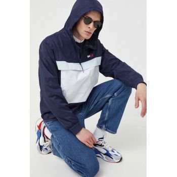 Tommy Jeans geaca barbati, culoarea albastru marin, de tranzitie de firma originala