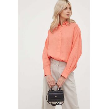 United Colors of Benetton camasa de in culoarea portocaliu, cu guler clasic, relaxed