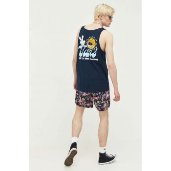 Vans tricou din bumbac culoarea albastru marin