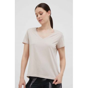 4F tricou din bumbac culoarea bej