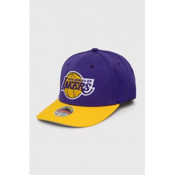 Mitchell&Ness șapcă din amestec de lână Los Angeles Lakers culoarea violet, cu imprimeu ieftina
