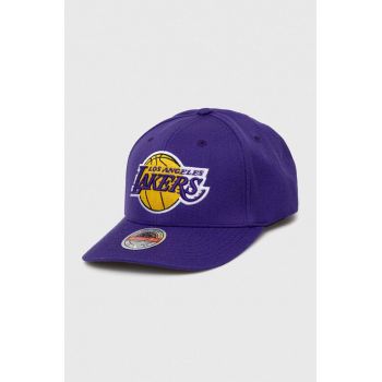 Mitchell&Ness șapcă din amestec de lână Los Angeles Lakers culoarea violet, cu imprimeu de firma originala