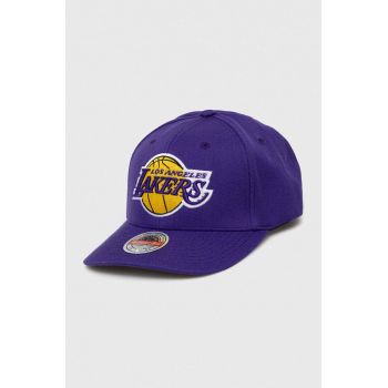 Mitchell&Ness șapcă din amestec de lână Los Angeles Lakers culoarea violet, cu imprimeu ieftina