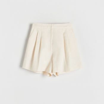 Reserved - Pantaloni scurți cu adaos de in - Ivory