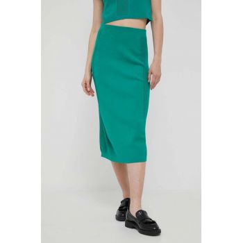 United Colors of Benetton fusta culoarea verde, midi, drept ieftina