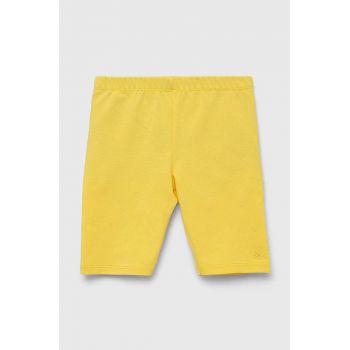 United Colors of Benetton leggins copii culoarea galben, neted