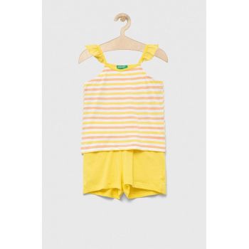 United Colors of Benetton set de bumbac pentru copii culoarea galben