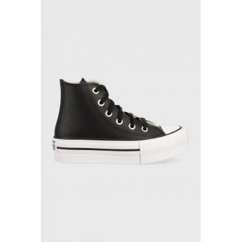 Converse tenisi de piele pentru copii CON OBUWIE A01015C EVA LIFT culoarea negru