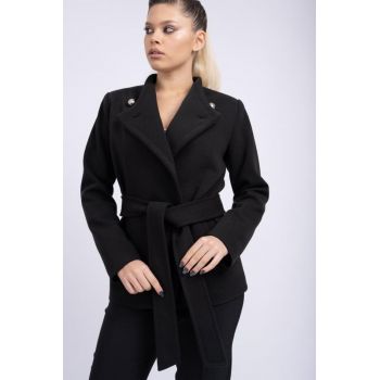 Palton LaDonna neagra scurta cu cordon detasabil de firma original