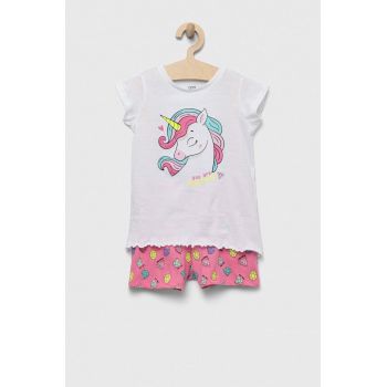 OVS pijamale de bumbac pentru copii culoarea roz, modelator