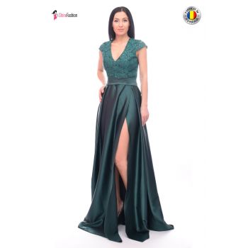 Rochie Artista de seara lunga petrecuta de la talie in jos din material satinat