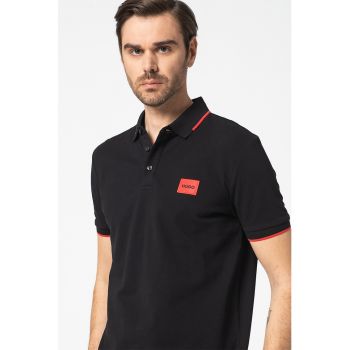 Tricou polo slim fit din bumbac pique Deresino