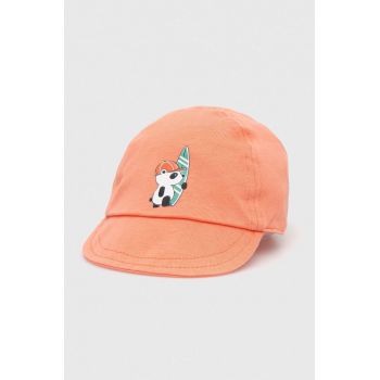 United Colors of Benetton șapcă din bumbac pentru copii culoarea portocaliu, cu imprimeu