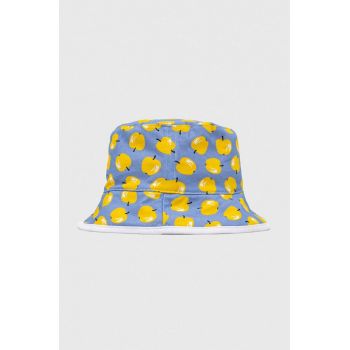 United Colors of Benetton pălărie reversibilă din bumbac pentru copii culoarea galben, bumbac