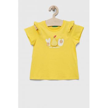 United Colors of Benetton tricou de bumbac pentru copii culoarea galben
