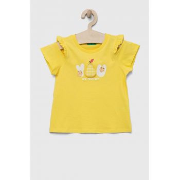 United Colors of Benetton tricou de bumbac pentru copii culoarea galben