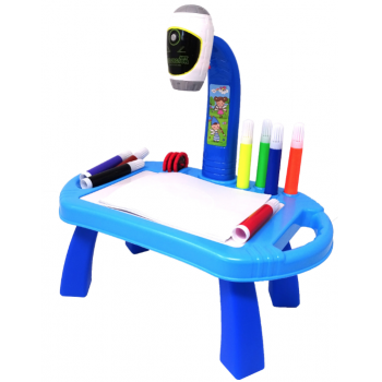 Masuta-Tabla albastra cu proiector imagini, pentru copii cu 8 carioci