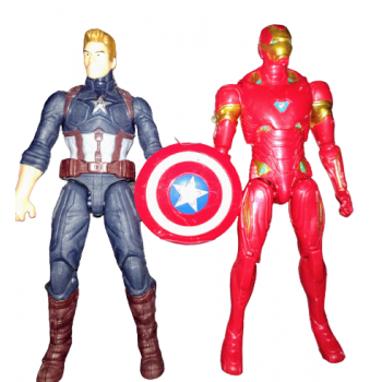 Set 2 figurine Super Eroi Avengers, Captain America, Iron Man cu lumini, 20 cm, Plastic